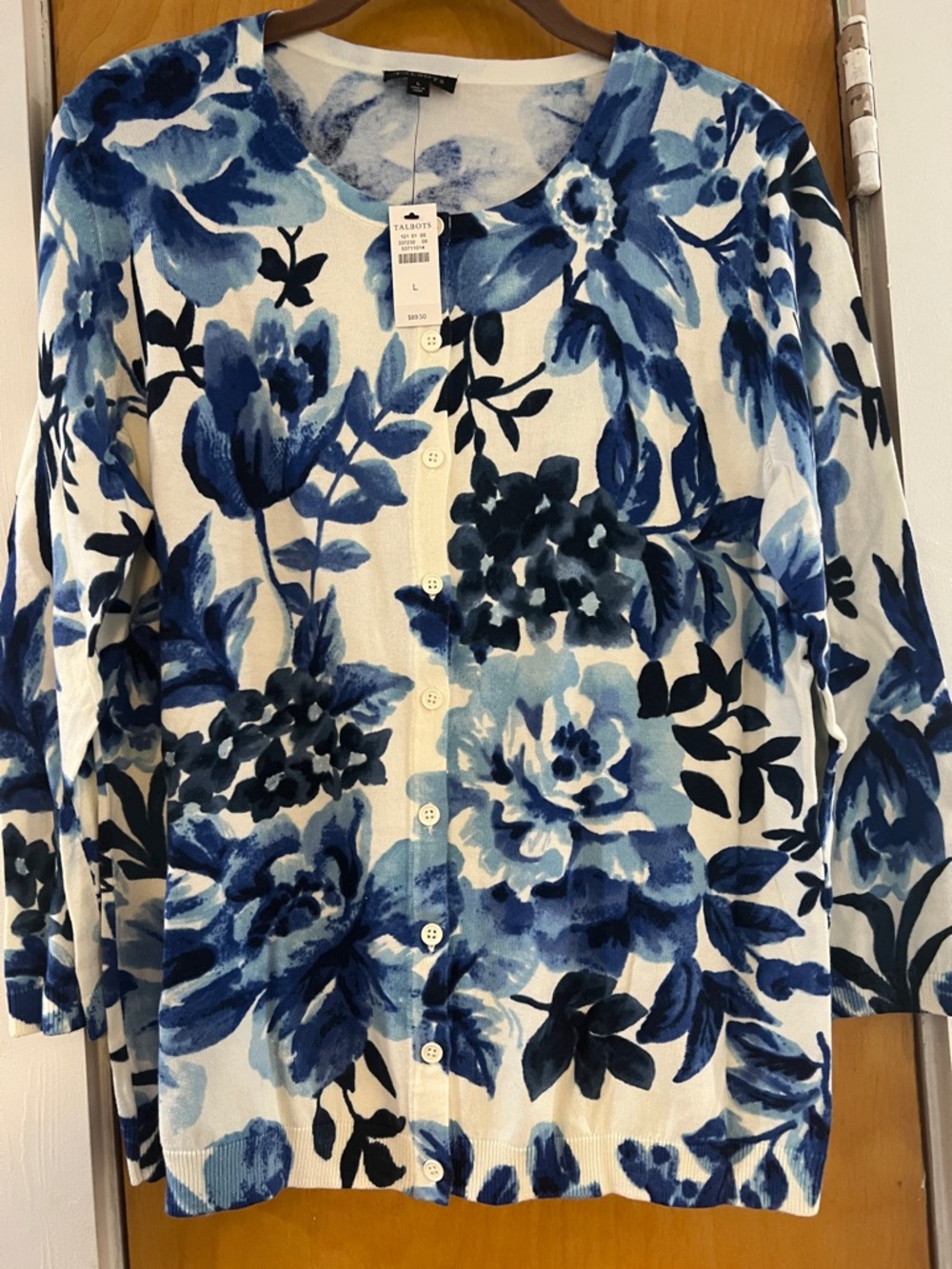 Talbots Blue Floral Cardi